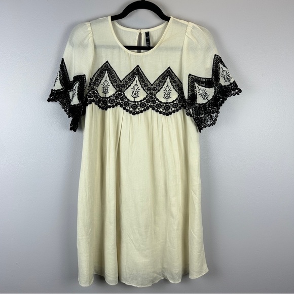 Zara TRF Collection Black Crochet Short Sleeve Tunic Mini Dress Medium C… - Picture 3 of 16